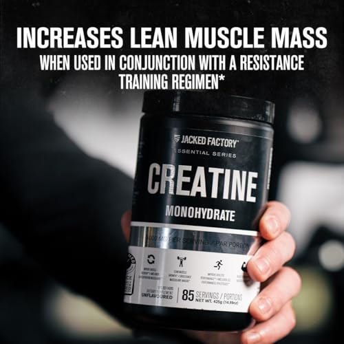 Jacked Factory Creatine Monohydrate Powder 425g - Canadian-Owned Informed Choice Certified Supplement for Increased Muscle Mass*, Improved Strength, Power, & Performance** - 85 Servings, Unflavored - Image 5