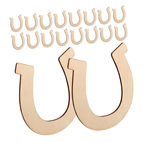 MAGICLULU 72 Piezas Colgante de madera de herradura suministros de artesanía occidental herraduras para manualidades rebanadas de madera en recortes de herradura de graffiti Beige