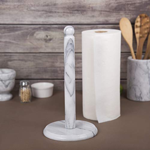 Creative Home Natural Marble Paper Towel Holder Deluxe Towel Dispenser For Kitchen, Countertop, Cabinet & Bathrooms, Heavy Duty, Solid Standup, Non Steel & Non Plastic, Off-White (Patterns May Vary) #TOP4