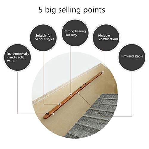Rampe d'escalier antidérapante en bois avec kit de fixation complet pour mur