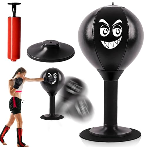 Punchingball Tisch, Desktop Punching Bag Punchingball Erwachsene, Mini Boxsack Funpunch mit Starken Saugnäpfen und Luftpumpe, Box Sack für Zuhause und Schreibtisch zum Stressabbau Tisch Boxsack