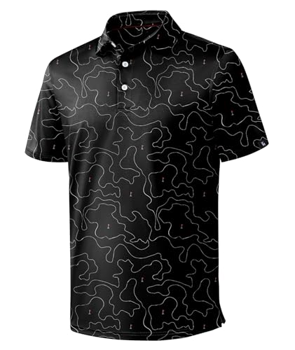 ZITY Golf Shirts for Men Short Sleeve Print Polo Shirt Moisture Wicking Regular Fit Casual Beach Polo