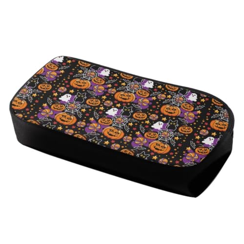 Image of Pencil Case, Pen Pouch Bag for Kids Students School Supplies | Vintage Halloween Print,polyester fabric,wear-resistant and easy to clean,zipper design gift for boys and girls
