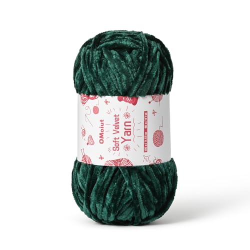 Image of 100g Fluffy Velvet Chenille Yarn for Crocheting and Knitting, 80m (87.5yd) Baby Yarn for Crocheting Soft, Crochet Chunky Yarns Amigurumi Yarns (Army Green)