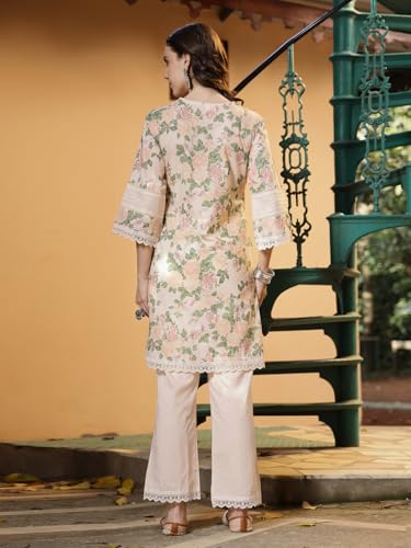 Image of Stylum Women's Floral Printed Cotton Kurti Pant Set