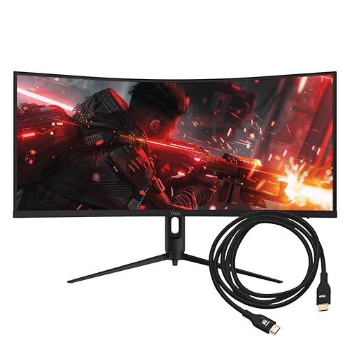 Image of Pixio PXC348C Neo 34 inch 180Hz 1440p Ultrawide 1000R Curve Fast VA 1ms USB-C Displayport 65W Charging Gaming Monitor with HDMI 2.1 Cable Certified Ultra High Speed 6FT 8K 60Hz 4K 120Hz Nylon Braided