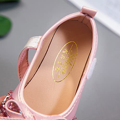Girls Kids Pearl Sequins Bow Sandals Summer Closed Toe Ankle Shoes Toddler Gold 𝗟ow Heels Dress Dance Shoes2