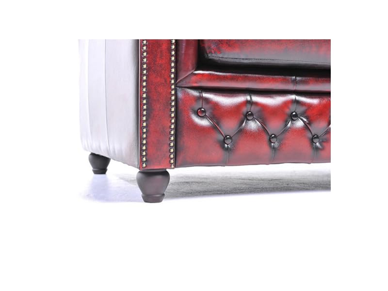 Chesterfield Sofa Brighton - The Brand | 3 Sitzer | 100% Leder, handgefertigt, Original Breite 200 cm (Antik Rot) – Bild 8