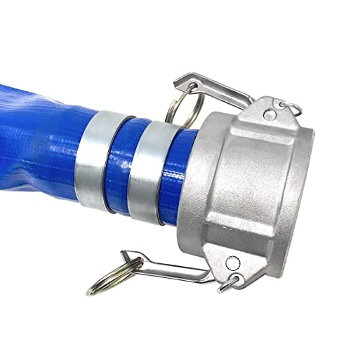 Gloxco 2" X 25′ Blue Lay Flat Pvc Hose Assembly With Aluminum Cam And Groove C And E Fittings Used With A Sump Pump Or Water Transfer Pump For Water Discharge, Pool Drain Or Backwash #TOP4