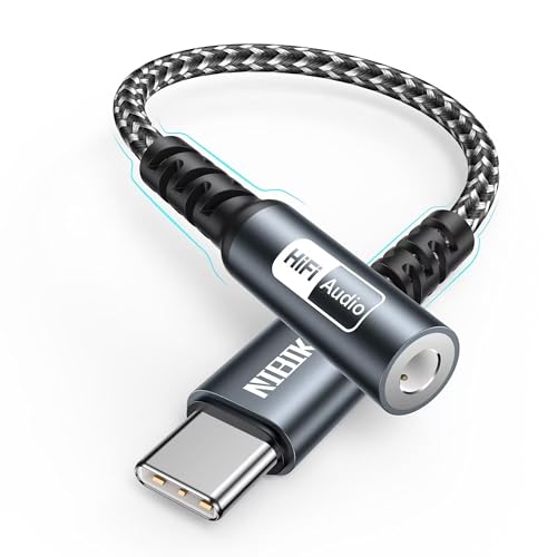 USB C Klinke Adapter Aux, USB C auf 3.5 Klinke Adapter Audio mit DAC Chip kompatibel mit iPhone 15 16, iPad Pro, Samsung Galaxy S25 S24 S23 S22, Pixel 9 8 7 und mehr