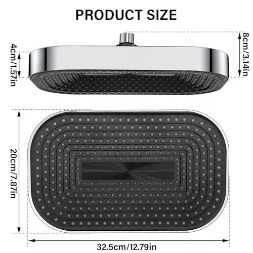 JINYOMFLY Großer Regendusche Duschkopf, 13 Zoll Groß Regendusche Brausekopf mit Flüssigsilikondüsen, Grosser Duschkopf Regen xxl, 360° Verstellbarer Kopfbrause Regendusche