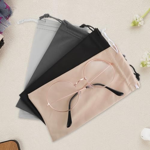 Image of Teaaha 4PCS Microfiber Sunglasses Bag Glasses Pouch, Portable Sunglass Case Soft Drawstring Eyeglasses Sleeve Storage Bag for Phone, Eyeglass Case