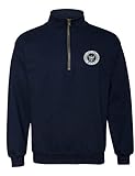 ALLNTRENDS Adult Zip Collar Sweatshirt US Navy Embroidered USA Army Soldier Gift (M, Navy Blue)