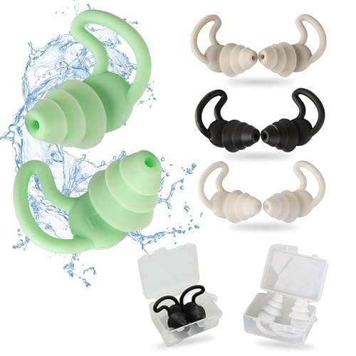 Tapones Oídos Natación para Adulto, 4 Pares de Tapones Silicona Natación Reutilizables, Tapones Oídos para Piscina, Ducha, Surf, Snorkel y otros Deportes Acuáticos.
