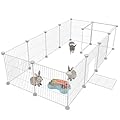 HOMIDEC Pet Playpen,Small Animal Cages with Door,Encrypted Wire Mesh 14 Panels Indoor/Outdoor DIY Metal Pet Fence for Puppy,Rabbit,Kitten,Hamster,Guinea Pig,Turtle,Hedgehog.White(140x70x35CM)