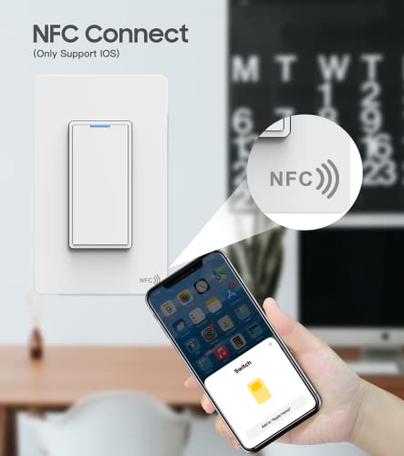 Ampai Smart Light Switch - Voice Control By Siri, Alexa, Google - Works With Homekit - 2.4Ghz Wi-Fi Smart Switch - Features Nfc Tap - 1 Way Single Pole - Need Neutral Wire - 2 Pack - 10A #TOP2