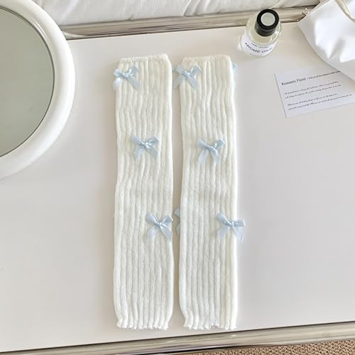 Fashion Girl Knit Leg Warmers Harajuku Bow Decor Loose Socks Vintage Kawaii Leg Sleeves Lolita Socks2