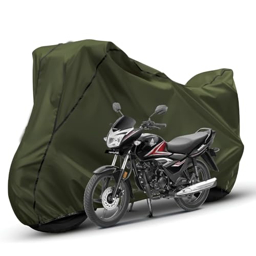Image of Waterproof Bike Body Cover Compatible with Honda SP 125 Dustproof Scratchproof - Motorcycle Cover for Two Wheeler, Outdoor Full Cover with UV, Duty, Rain Protection (Olive with Black) R1