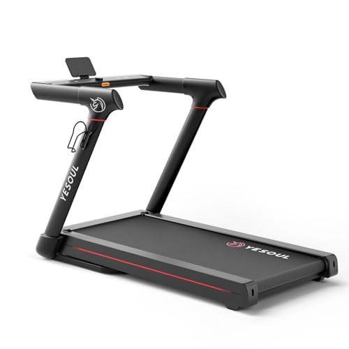 YESOUL Treadmills for Home, 3.5HP Folding Treadmill with Handrail, 300 lbs Capacity, 18-Inch Wide Deck, Quiet Shock Absorption, LED Display & Interactive App with Scenic Workouts