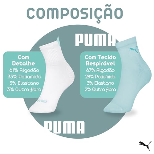 PUMA Kit 6 Meia Colorida Academia Esportiva Cano Médio Feminina Adulto, KIT - A, 34-39