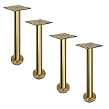 4er Set Möbelfüße,Edelstahl Tischbeine,Verstellbare Schrankfüße,Rund,Metall Möbelfüsse,Gebürstet Möbelbeine,Inklusive Anschraubplatte,für Sofa,TV-Schrank,Nachttisch,Schrauben(gold160mm)