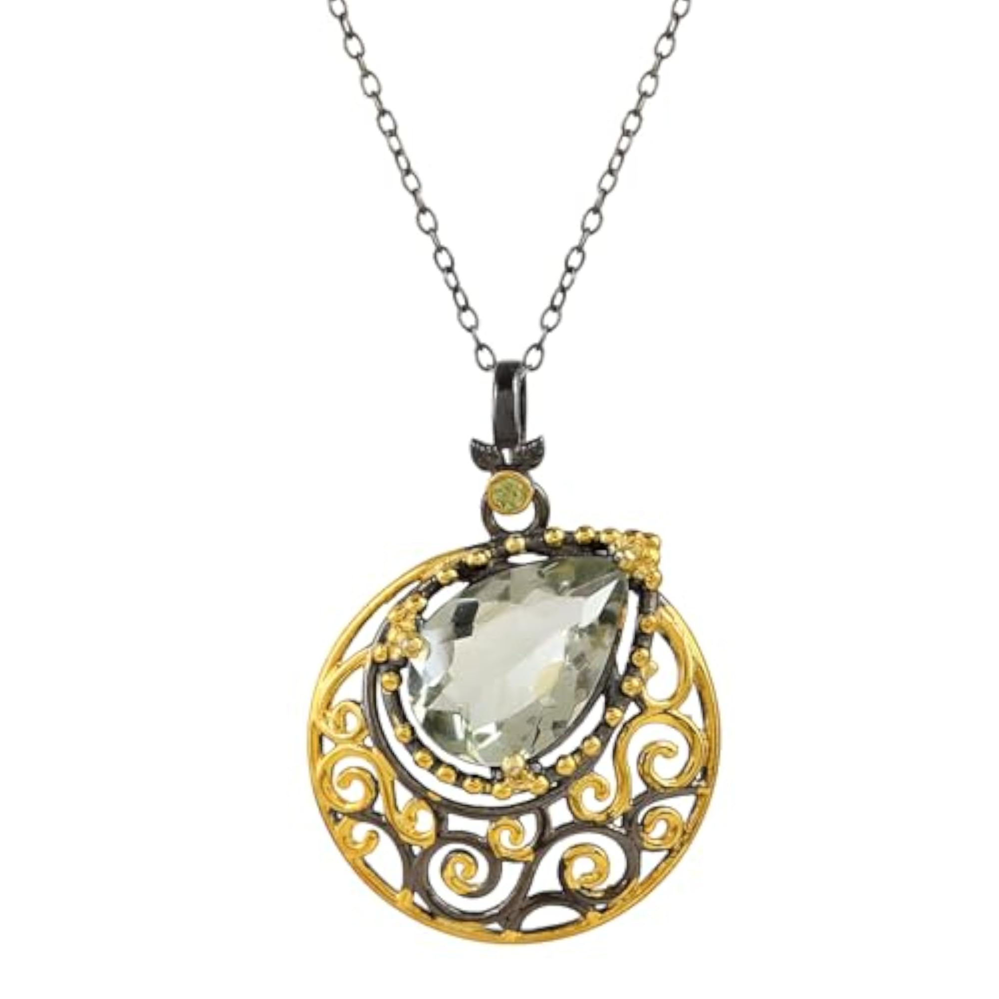 Women's Green Amethyst & Peridot Ethnic Pendant Necklace