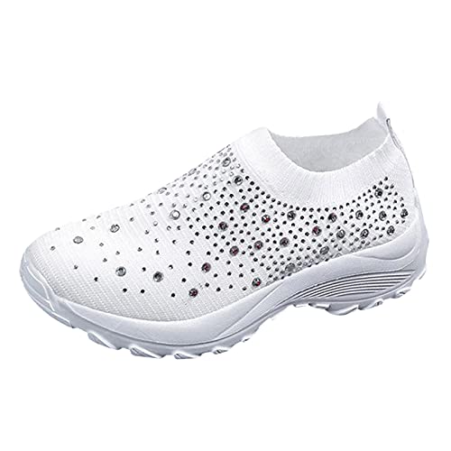 lcybem - Zapatillas de deporte para mujer, zapatillas de deporte y plataforma de fitness, zapatillas de deporte, blanco, 37 EU