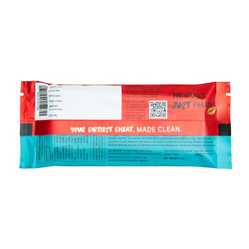 Image of Phab Cheat Protein Bar - Blueberry Cheesecake | High Protein Snack (15g) | No Added Sugar | Low Calorie Fudge Bar | Healthy Guilt-Free Snack | Pack 12-50g each