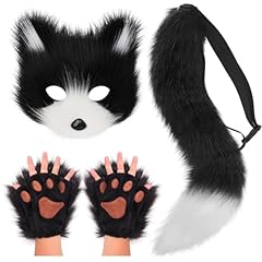 1 Set: Mask + Paw Gloves + Tail (Black & White)