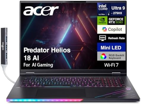 acer Predator Helios 18 AI Gaming Laptop 18" 250Hz 1000 nits Mini...