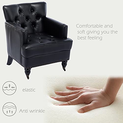 Kcc Living Room Chair Accent Upholstered Button Tufted Armchair Leatther Club Reading Chair Mid-Century Modern Chair For Bedroom #TOP4