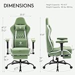 Gaming Chair Breathable Fabric,Computer Office Chair with Footrest,Massage Lumbar Support and Gel Pad,Ergonomic Reclining Gamer Chair with Adjustable Armrests and Spring Cushion Green - Image 3