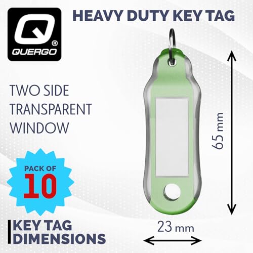QUERGO 10-Pack Heavy Duty Key Tags with Labels & Split Rings for Keys, Key Rings with Tags, Key Fobs with Labels - Assorted Colour Keyring, Key Holder Set for Luggage, Pets, Office - Image 4