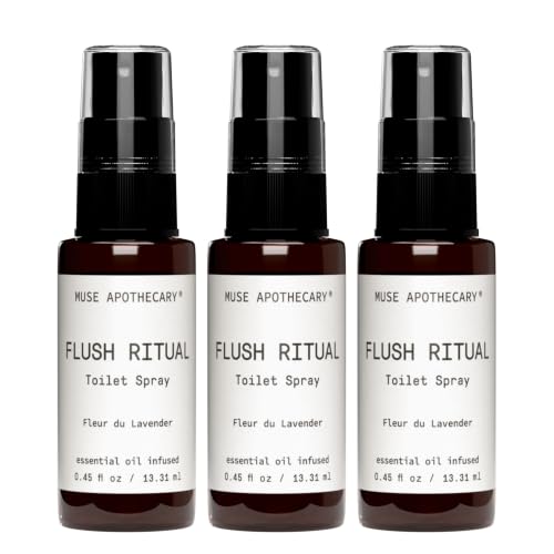 Muse Apothecary Flush Ritual - Aromatic &amp; Refreshing Toilet Spray, Use Before You Go, Infused with Natural Essential Oils - Fleur du Lavender - Travel Size Mini Collection, 0.45 oz, 3 Pack