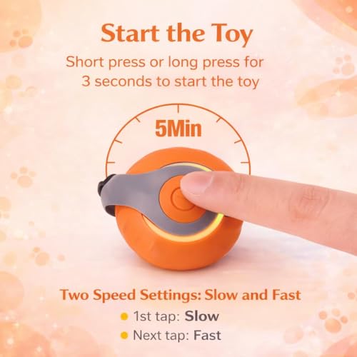 Image of Interactive Cat Toys for Indoor Cats, Rechargeable Moving Cat Ball with Feather Tail, 2 Speeds Automatic Kitten Toys for Bored Indoor Cats,Motion Activated Rolling Ball Toy Multicolour (Pink or Blue)