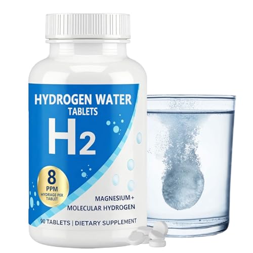 Hydrogen Water Tablets, 8 Ppm Hydrogen Tablets for Drinking Water, Supports Energy, H2 Molecular with Magnesium, Hydration & Recovery, GMO-Free, & Cognitive Performance with, Pure & Non-GMO, 90 Count