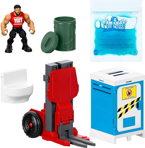 Mattel WWE Knuckle Crunchers Backstage Brawl Playset with 5 Accessories Including Slime 3.25-inch Collectible (Styles May Vary)
