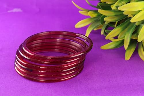 Image of STYOLLO Viral Jelly Transparent Plain Glass Chudi Set For Women & Girls | Traditional Bangle Set | Stylish Bangles For Girls | Ethnic Wedding, Festive & Daily Jewelry | Classic Designer Churi - Set Of 12