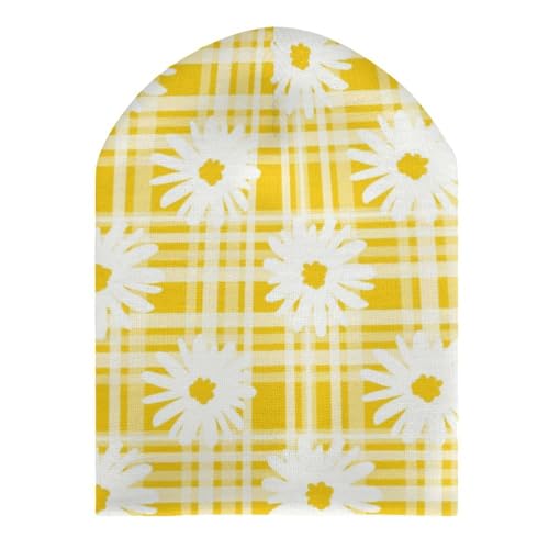 Daisy Flowers Kids Beanie Hat for for Girls Boys Children Cap Winter Knitted Chemo Cancer Headwear Accessories Gifts Decoration Black3