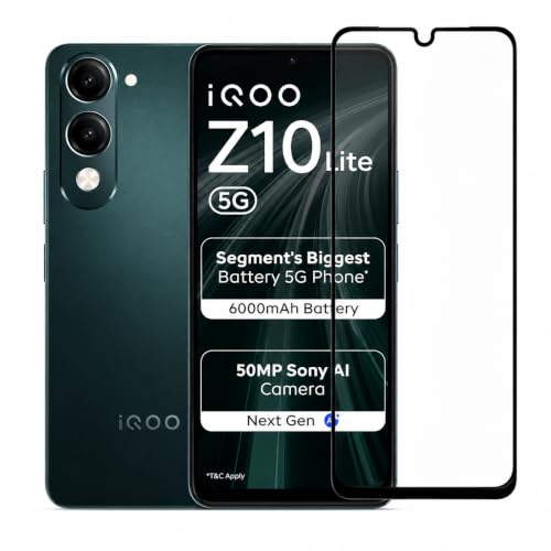 Image of Military-Grade Tempered Glass Screen Protector Compatible for iQOO Z10 Lite /Vivo T4 Lite with Edge to Edge Coverage and Easy Self Installation Kit