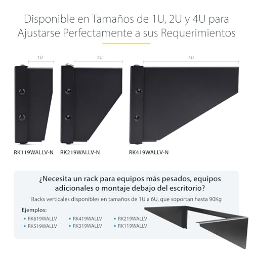Soporte Mural Vertical 4U de acero resistente StarTech con capacidad de 55kg 6
