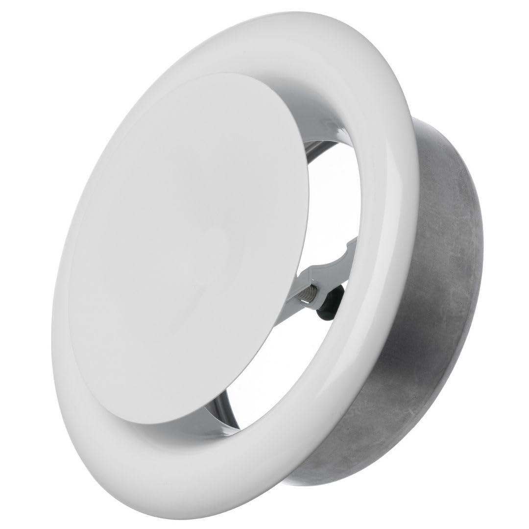 Ø 150mm / 6 inch White Metal Diffuser with Mounting Ring - Supply Air Valve - Ventilation Cover