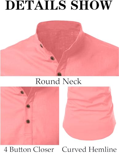 Image of FINIVO FASHION Men's Cotton Blend Solid Full Sleeve Short Kurta Shirt, Regular Fit Solid Pattern Mandarin Collar Straight Kurta Shirt