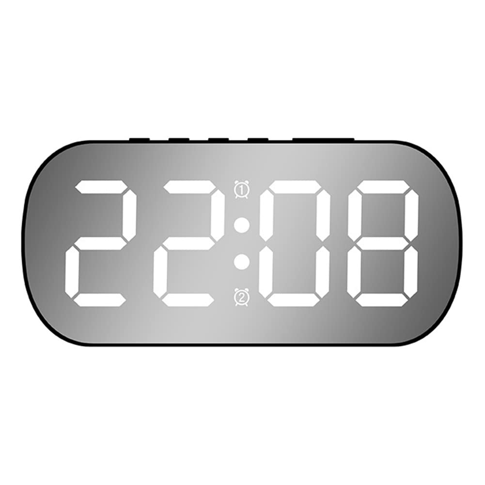 Sveglia Orologio Da Parete Digitale LED Con Display Data, Temperatura E Settimana, Luminosità Regolabile, Doppia Sveglia Con Snooze, Bianco - 2