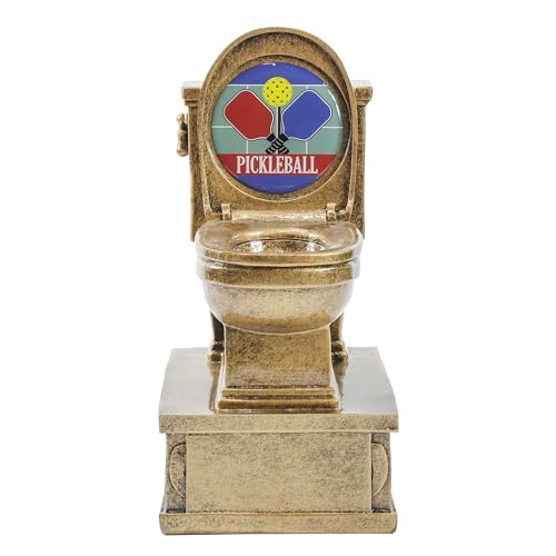 Pickleball Trophy - Engraved Pickleball Gold Toilet Award, Action Pedestal - Customize Now (PKBL - 7 Inch Tall)