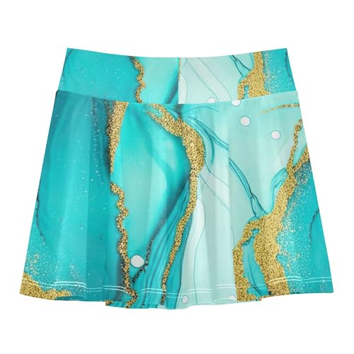 Athletic Shorts Girls Skorts Swirling Turquoise Teal Toddler Tennis Skirts Funny Pleated Skort 3t2