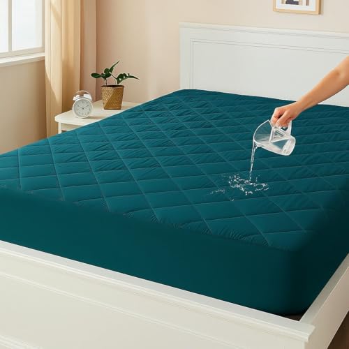 Image of La Verne 100% Waterproof Cotton Quilted Mattress Protector King Size Breathable 78 x 72 Inches | Breathable and Hypoallergenic Ultra Soft Fitted Bed Protector Cover