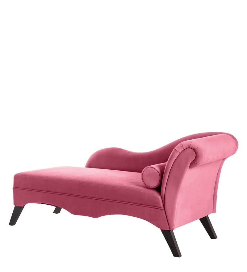 Wood Art India | Chaise Longue with Attractive Legs and Pattern for Your Bedroom, Living Room and Loving Spaces (Light Pink)