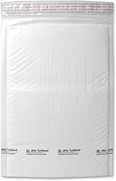 Sealed Air Jiffy TuffGard Self-Seal Cushioned Mailer,#5, Barrier Bubble Air Cell Cushion, Self-Adhesive Closure, 10.5 x 16, White, 25/CT