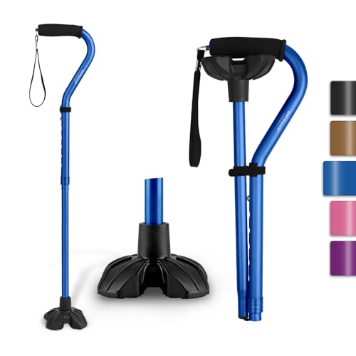 GPTCAMP Walking Cane Quad Base Self Standing 300lbs for Seniors